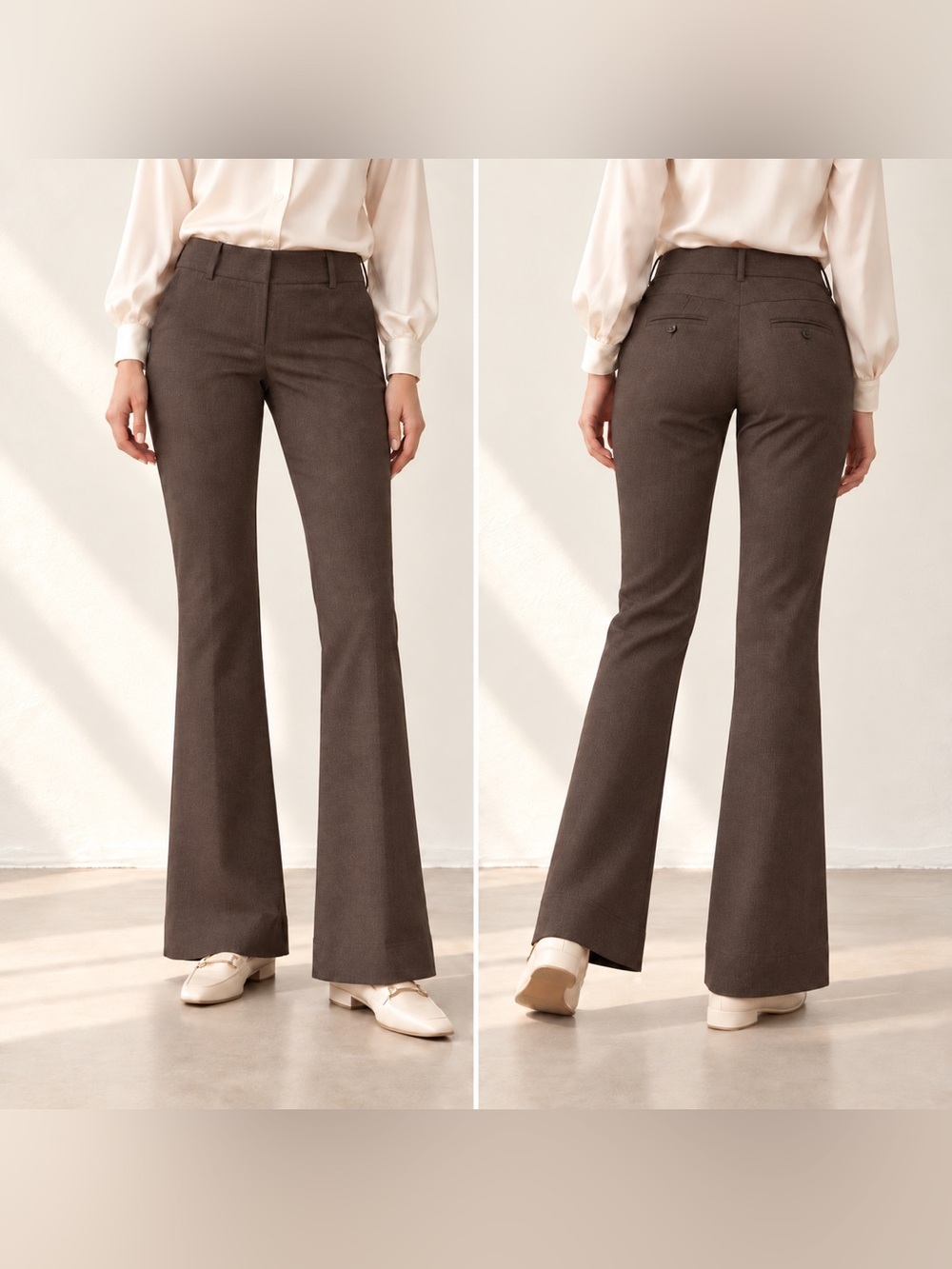 Chic The Limited Brown Low Rise Flare Dress Pants Women's 2